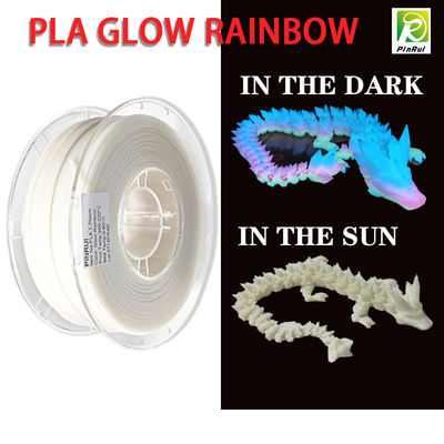 PINRUI Glow Rainbow PLA 1kg 1.75mm رنگین کمان سفید چاپگر 3D رشته تغییر رنگ در پلاستیک تیره برای چاپگر 3D