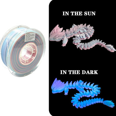 PINRUI Glow Rainbow PLA 1kg 1.75mm تغییر رنگ در تاریکی برای چاپگر 3D